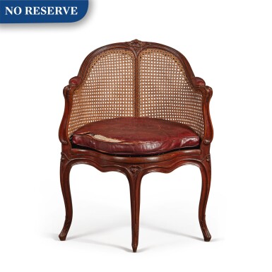 View full screen - View 1 of Lot 314. A Louis XV Beechwood and Caned Fauteuil de Bureau, Circa 1750.