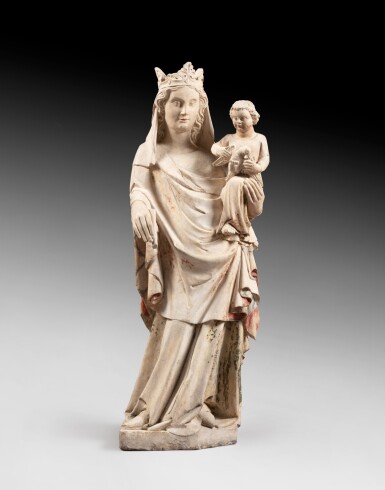 View full screen - View 1 of Lot 14. Madonna and Child holding a bird | Vierge à l'Enfant à l'oiseau.