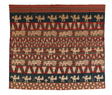 View full screen - View 1 of Lot 20. Tapis sarong, Lampung et écharpe selandang, Sumatra, Indonésie, fin du XIXème-début du XXème siècle | Sarong rug, Lampung and selandang scarf, Sumatra, Indonesia, late XIXth-early XXth century.