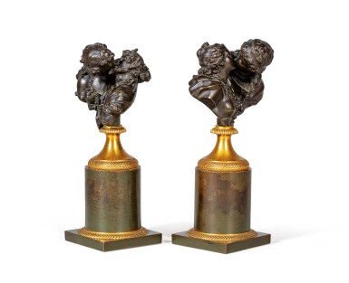 View full screen - View 1 of Lot 157. French, 19th century, after Jean-Antoine Houdon (1741-1828) | Le Baiser donné et Le Baiser volé,.