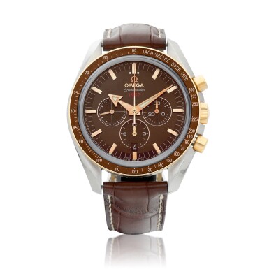 View full screen - View 1 of Lot 8084. Speedmaster Broad Arrow, Reference 321.93.42.50.13.001 | A pink gold and stainless steel chronograph wristwatch with date, Circa 2010 | 歐米茄 | 超霸系列闊箭 型號321.93.42.50.13.001 | 粉紅金及精鋼計時腕錶,備日期顯示,約2010年製.