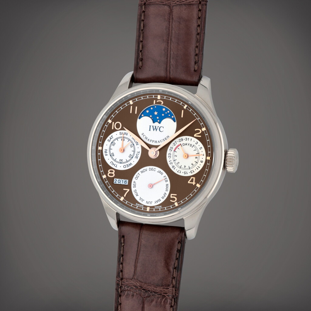 View full screen - View 1 of Lot 426. Portugieser 'Edition Arije', Reference 502310 | A white gold perpetual calendar wristwatch with moon phases and year indication | Circa 2015.