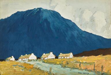 View full screen - View 1 of Lot 7. PAUL HENRY, R.H.A., R.U.A. | COTTAGES BY A STREAM .