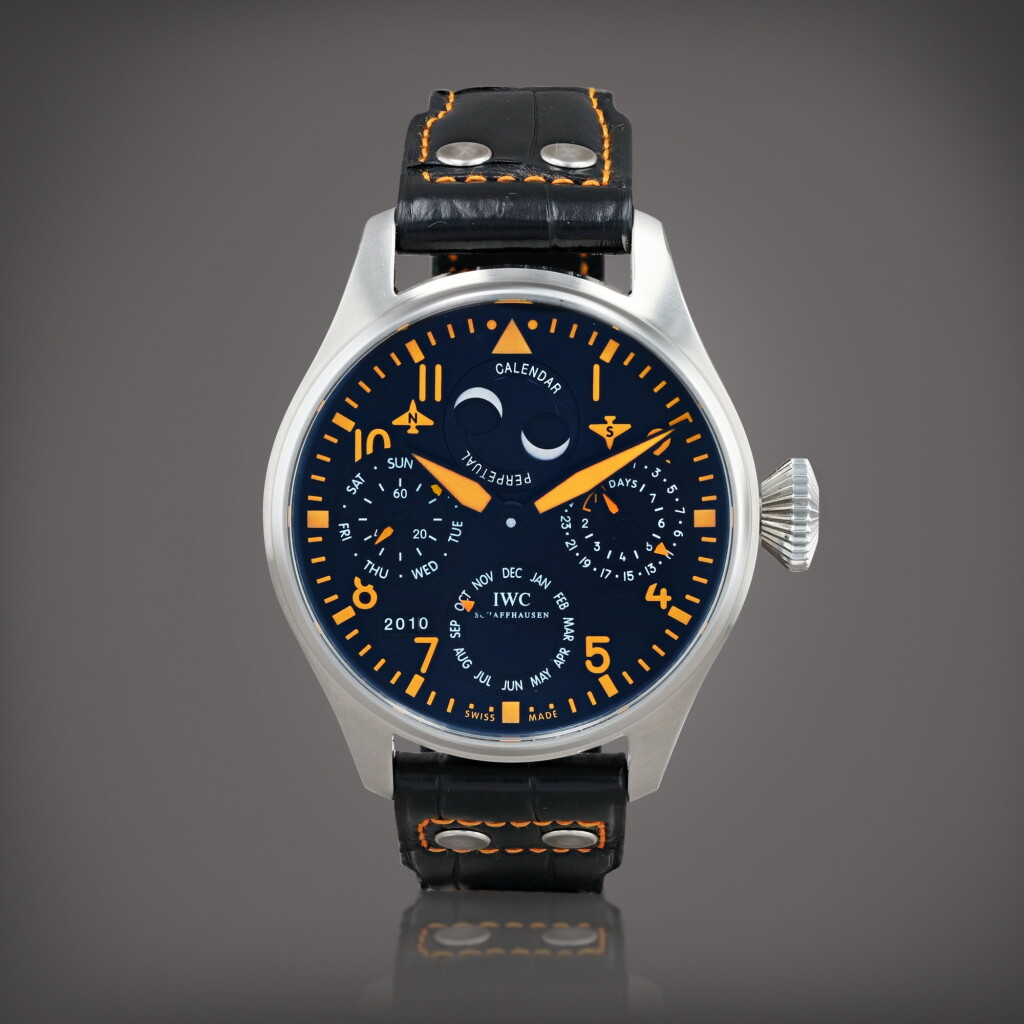 View full screen - View 1 of Lot 694. Big Pilot, limited edition, reference 502618 Montre bracelet quantième perpétuel en acier avec phases de lune | Stainless steel perpetual calendar wristwatch with moon phases Vers 2010 | Circa 2010.