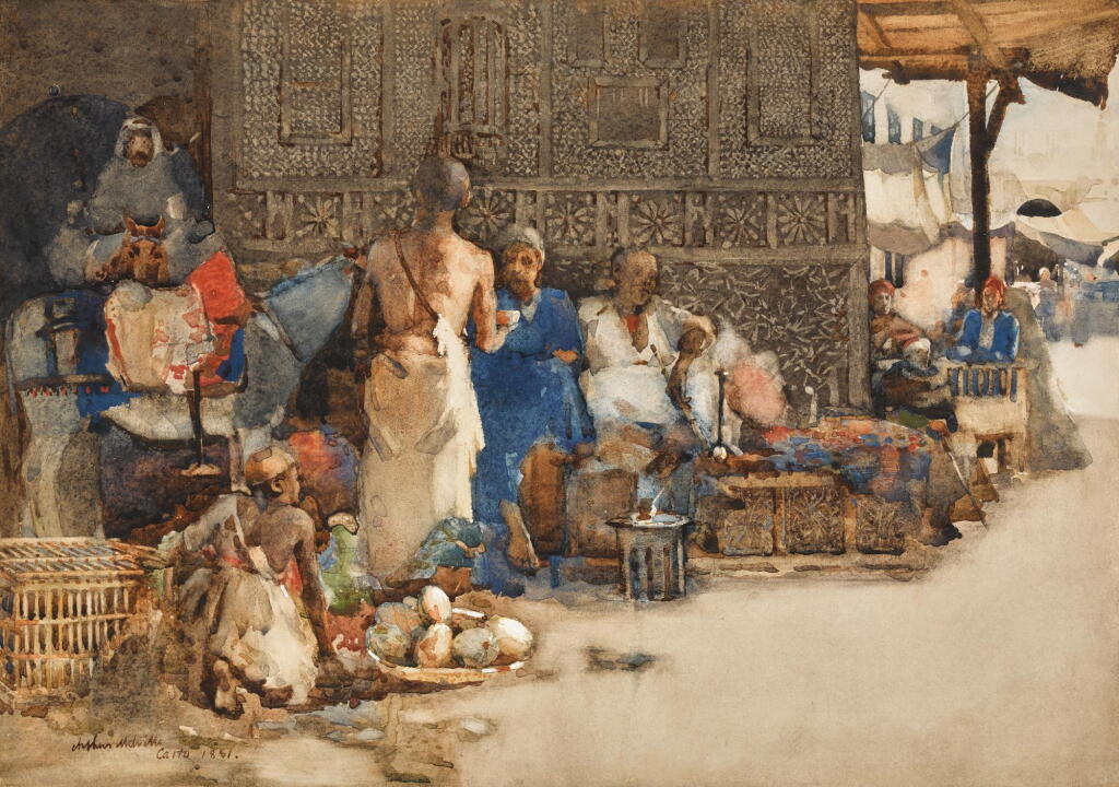 View full screen - View 1 of Lot 60. ARTHUR MELVILLE, A.R.S.A., R.S.W. A.R.S. | A CAIRO COFFEE STALL.