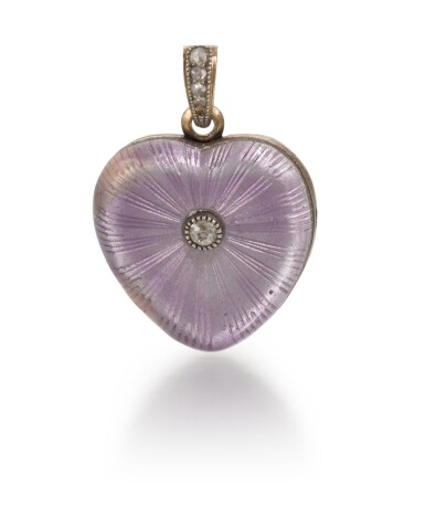View full screen - View 1 of Lot 11. A Fabergé jewelled gold and guilloché enamel locket pendant, workmaster August Hollming, St Petersburg, 1904-1908.