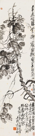 Wu Changshuo, Grapes | 吳昌碩 墨葡萄 水墨紙本 立軸 一九〇九年作