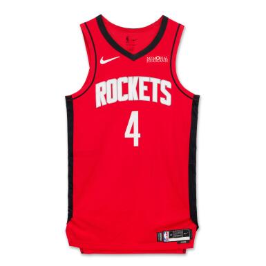 View full screen - View 1 of Lot 81. Jalen Green Houston Rockets 2024-2025 Kia NBA Tip-Off Game Worn Icon Edition Jersey.