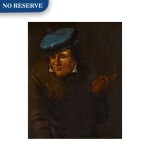 Portrait of a man with a pipe and blue hat