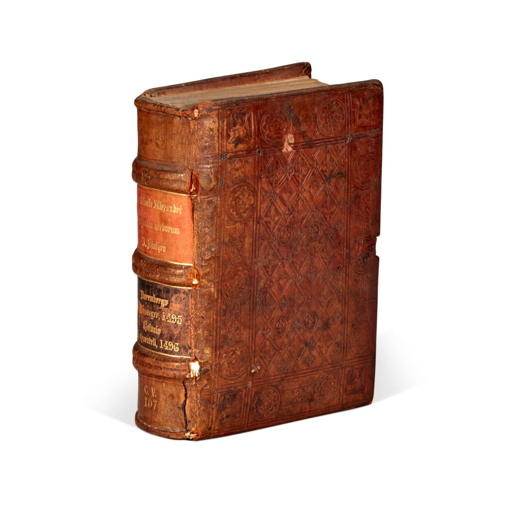 View full screen - View 1 of Lot 146. Alexander de Villa Dei, Doctrinale, Nuremberg, 1495, contemporary stamped calf.