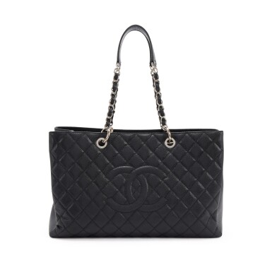 View full screen - View 1 of Lot 145. Black Quilted Caviar GST XL Grand Shopping Tote Silver Hardware, 2012-2013.
