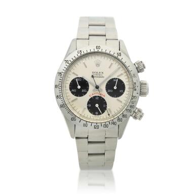 View full screen - View 1 of Lot 10. Reference 6265 'Big Red' Daytona, A stainless steel chronograph wristwatch, Circa 1979.