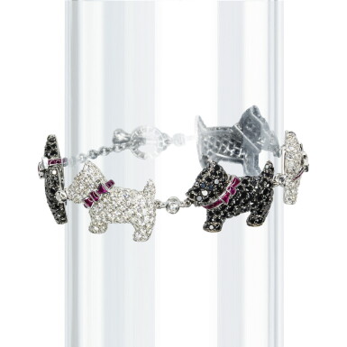 View full screen - View 1 of Lot 51. Diamond and ruby bracelet, 'Scottie Dog', Michele della Valle.