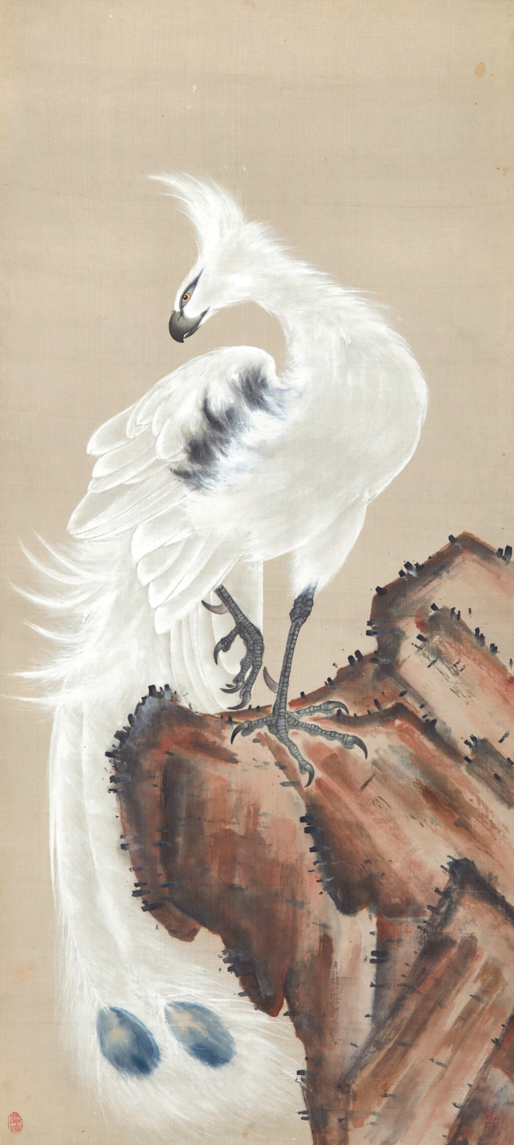 View full screen - View 1 of Lot 3179. 張坤儀 丹岡白鳳 | Zhang Kunyi, White Phoenix on Rock.