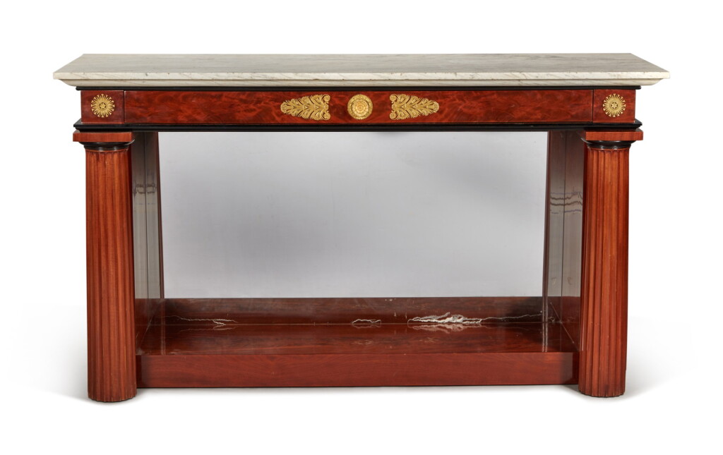 View full screen - View 1 of Lot 103. An Empire Style Gilt Bronze-Mounted Mahogany Console Table.