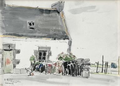 View full screen - View 1 of Lot 5837. Léonard Tsuguharu Foujita 藤田嗣治 | Lesconil, Finistère 萊斯科尼,菲尼斯泰爾.