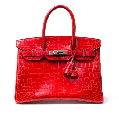 View full screen - View 1 of Lot 1007. Geranium Shiny Niloticus Crocodile Birkin 30 Palladium Hardware, 2013.