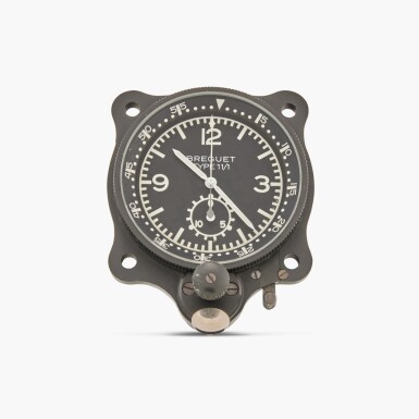 View full screen - View 1 of Lot 438. No. 23701 Type 11 | A dashboard-mounted black anodized stainless steel aeronautical flyback chronograph clock, Circa 1960s.