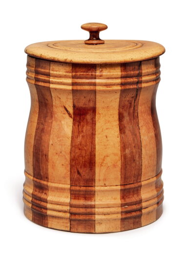View full screen - View 1 of Lot 55. A Turned Covered Pail, Pennsylvania, 19th Century.