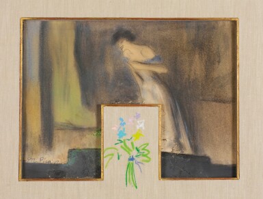 View full screen - View 1 of Lot 27. PABLO PICASSO | TWO DRAWINGS: (I) YVETTE GUILBERT; (II) BOUQUET DE FLEURS.