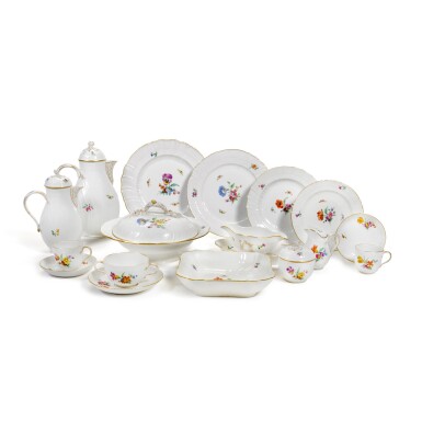 View full screen - View 1 of Lot 22. AN EXTENSIVE BERLIN (K.P.M) NEUOZIER-MOULDED PART DINNER AND COFFEE SERVICE, CIRCA 1900.