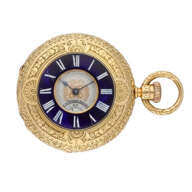 View full screen - View 1 of Lot 171. J. Assmann, Dresden No. 5703 A gold and enamel half-hunting cased lever watch for the South American Market Circa 1880.
