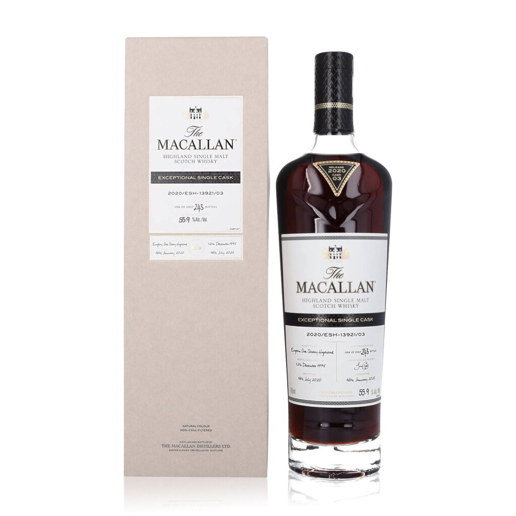View full screen - View 1 of Lot 31. The Macallan Exceptional Single Cask 2020/ESH-13921/03 55.9 abv 1995 (1 BT75).