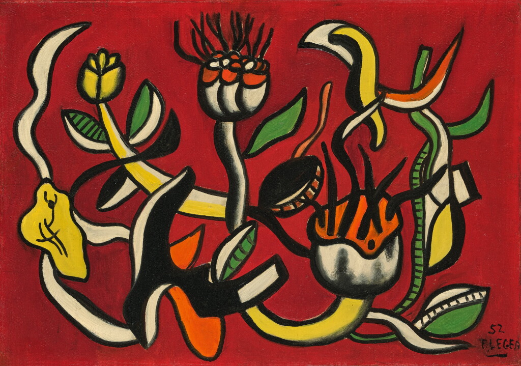 View full screen - View 1 of Lot 347. Des Fleurs sur un fond rouge.