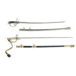 John Roosevelt's naval appointment with two United States Navy swords presented to him