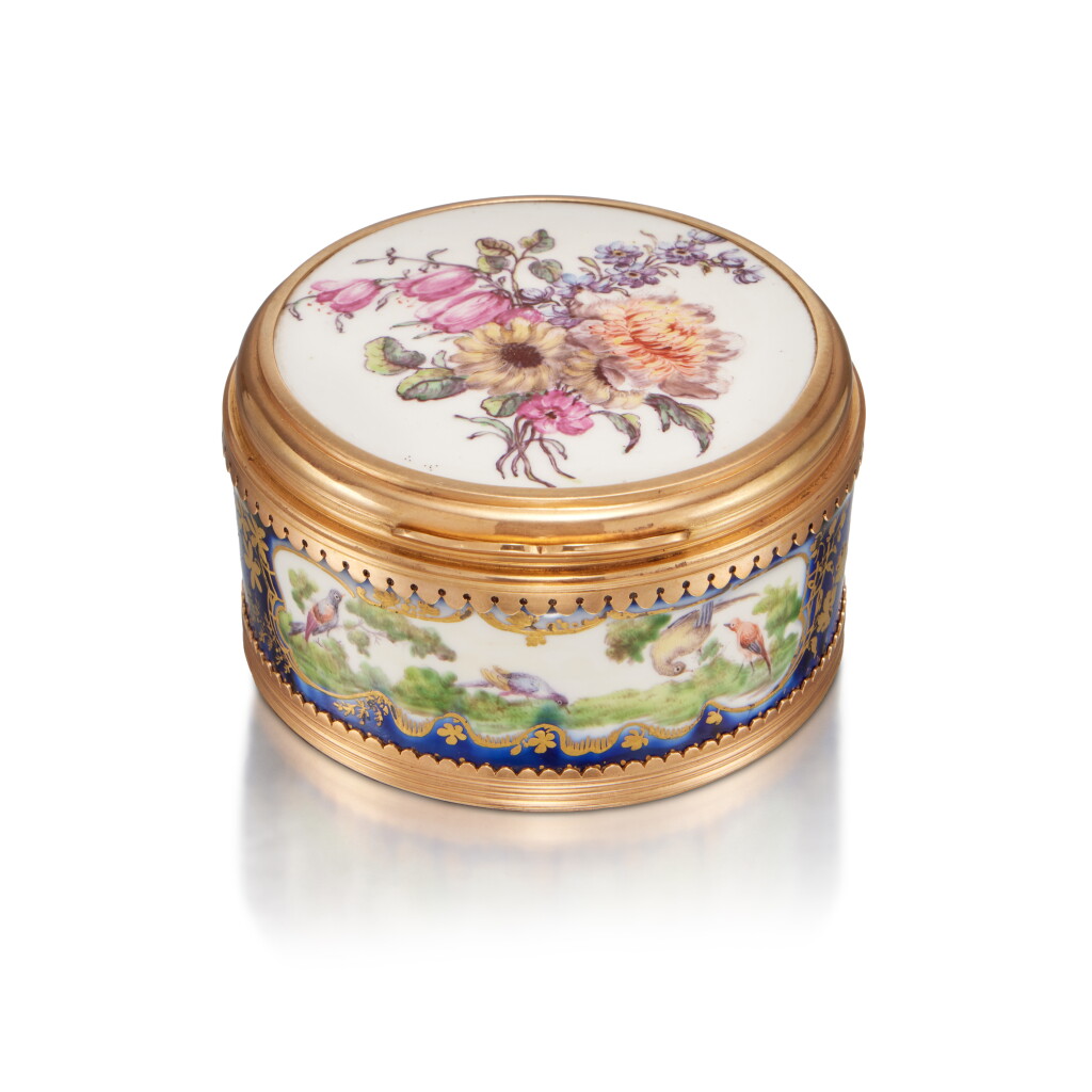 View full screen - View 1 of Lot 44. A Rare Chelsea Porcelain Mazarine Blue-Ground Toilet Box and Cover, circa 1760.