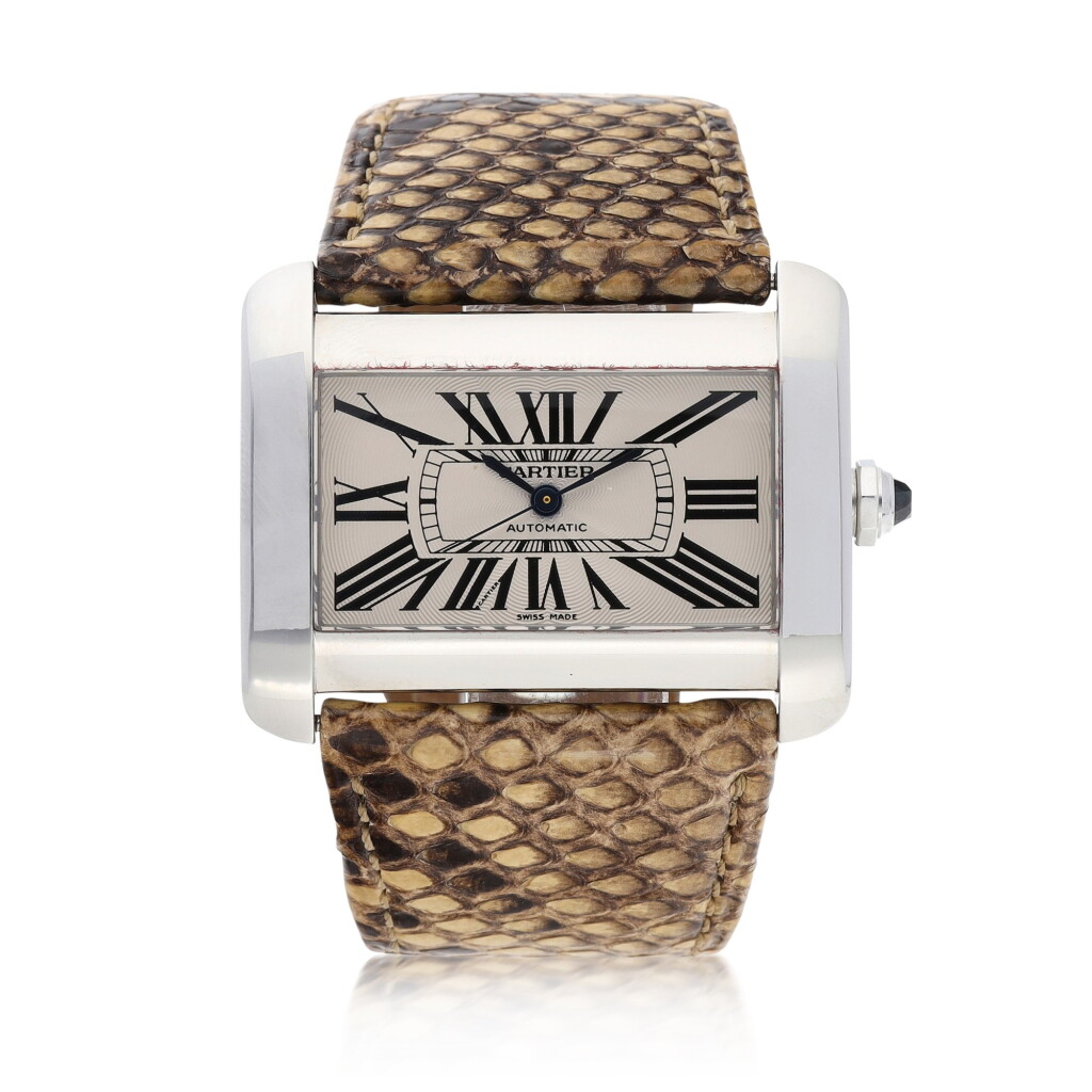 View full screen - View 1 of Lot 8132. Cartier | Tank Divan, Reference 2612, A stainless steel wristwatch, Circa 2005 | 卡地亞 | Tank Divan 型號2612 精鋼腕錶,約2005年製.