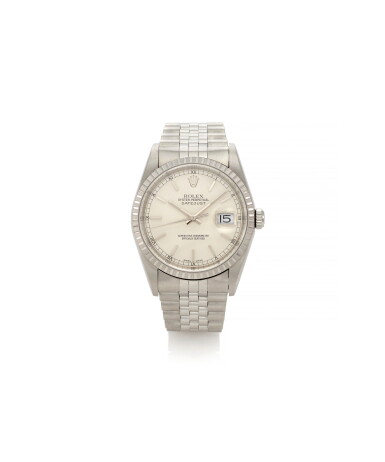 View full screen - View 1 of Lot 159. OYSTER PERPETUAL DATE STAINLESS STEEL WRISTWATCH WITH DATE AND BRACELET (OROLOGIO DA POLSO IN ACCIAIO CON DATA E BRACCIALE) | ROLEX, OYSTER PERPETUAL.