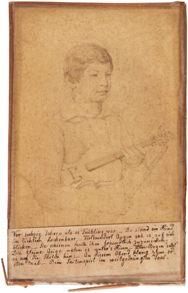 View full screen - View 1 of Lot 133. Joseph Joachim. Fine portrait of the twelve-year-old violinist by Suzette Hauptmann, 1843.