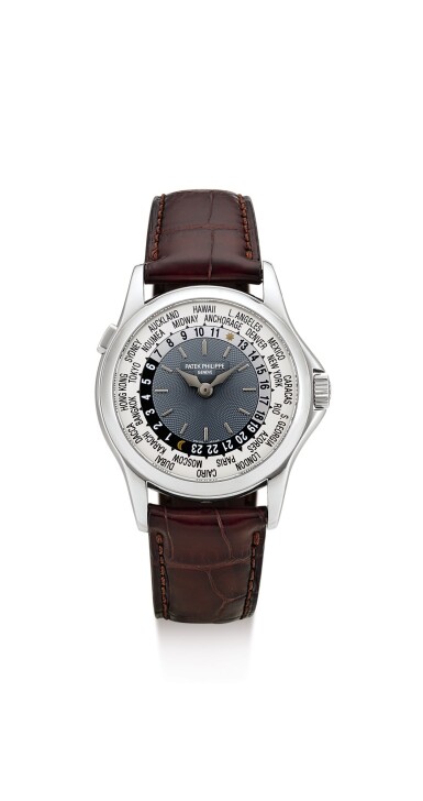 View full screen - View 1 of Lot 31. PATEK PHILIPPE | REFERENCE 5110, A PLATINUM WORLDTIME WRISTWATCH, MADE IN 2004.