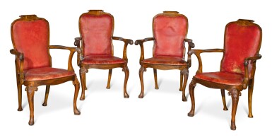 View full screen - View 1 of Lot 165. A set of four George I style walnut armchairs, first quarter 20th century.