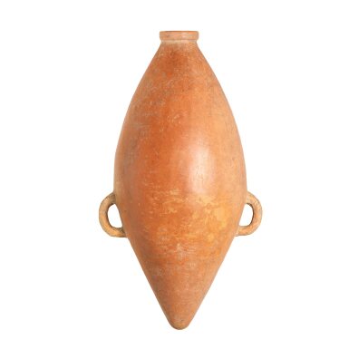 View full screen - View 1 of Lot 802. A red pottery taper-end flask Yangshao culture, Banpo phase, c. 4800-4300 B.C. 仰韶文化 半坡類型 紅陶尖底瓶.