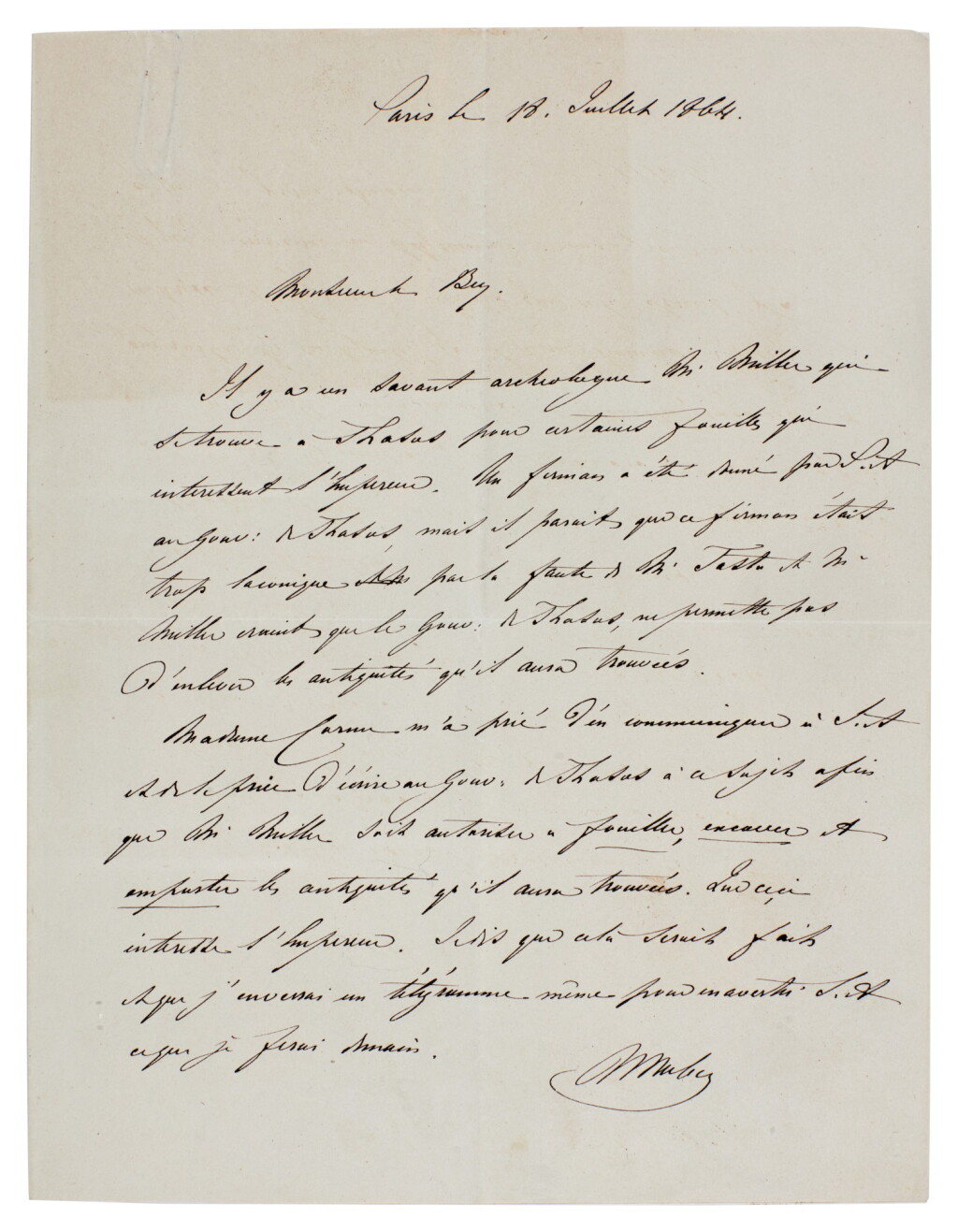 View full screen - View 1 of Lot 144. Suez Canal--Nubar Pasha, Egyptian Foreign Minister | Five letters on the construction of the canal, 1864.