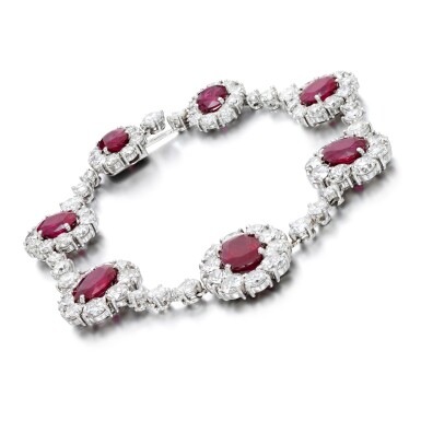 View full screen - View 1 of Lot 183. Ruby and diamond bracelet.