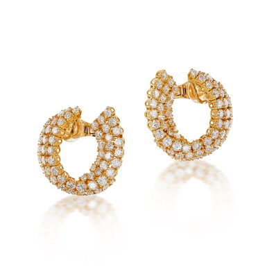 View full screen - View 1 of Lot 593. Pair of Diamond Ear Clips | 伯爵 | 鑽石耳夹一對.