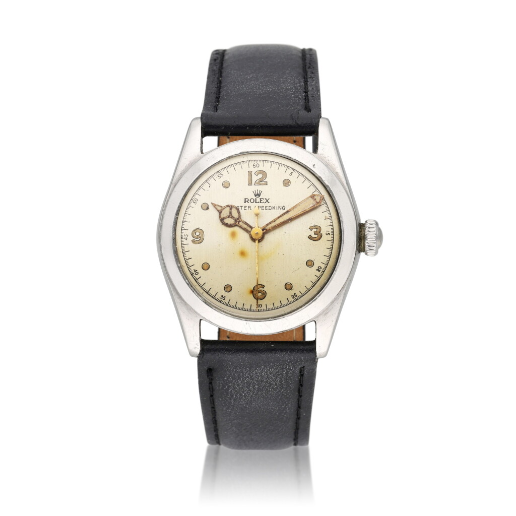 View full screen - View 1 of Lot 455. Reference 4220 | A stainless steel wristwatch, Circa 1944.