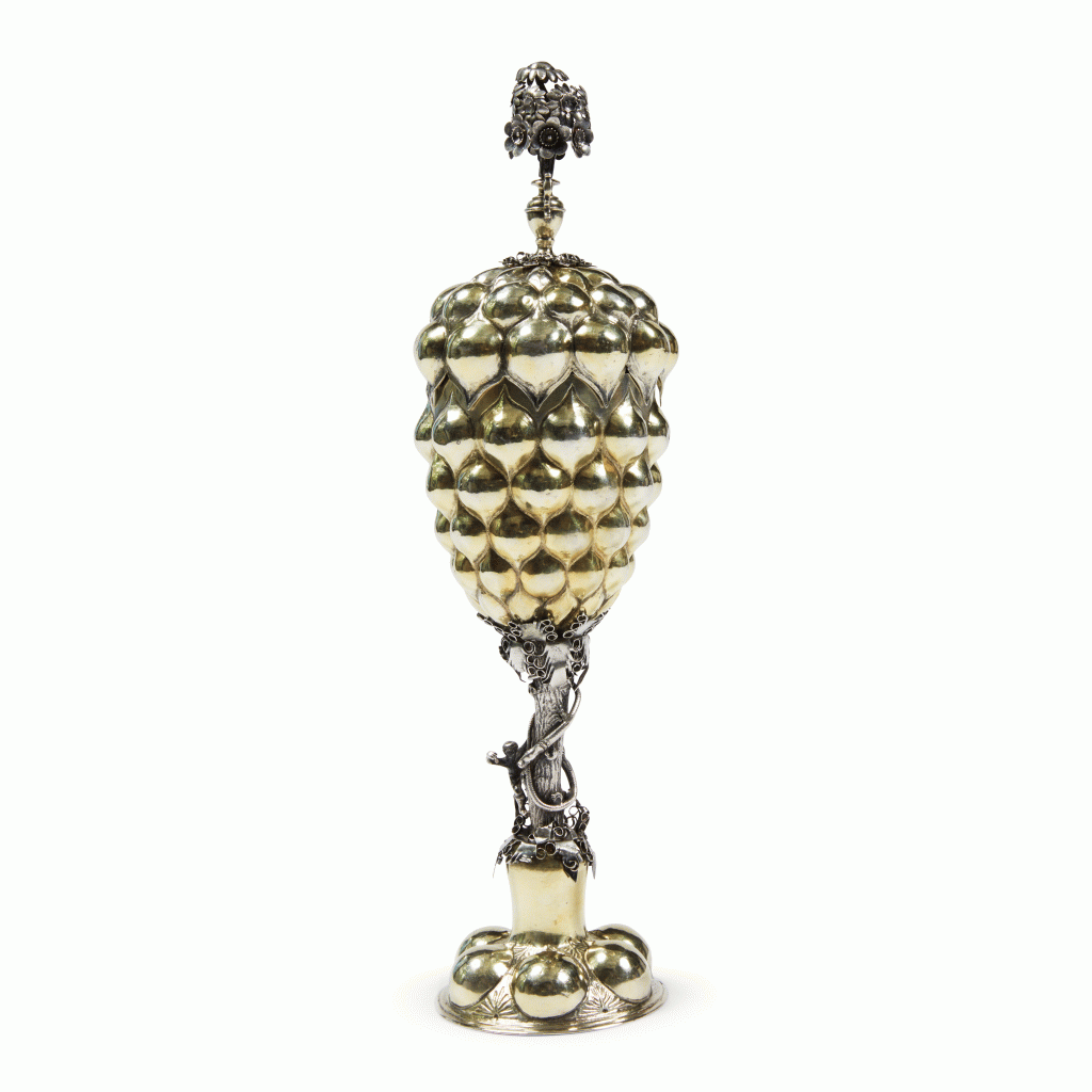 View full screen - View 1 of Lot 293. A Continental Parcel-Gilt Silver Standing Cup and Cover (Traubenpokal), Stanislau, 1818.
