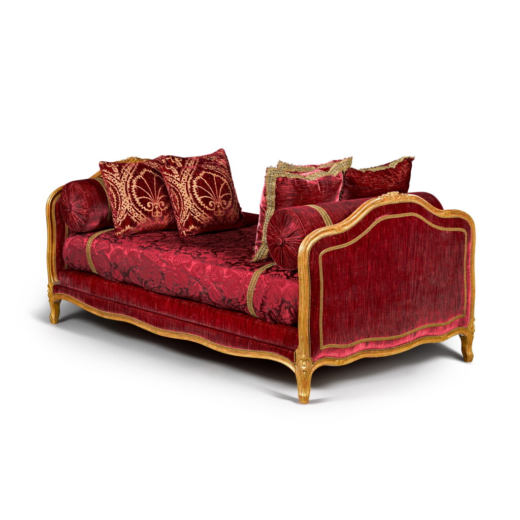 View full screen - View 1 of Lot 42. A Louis XV style carved giltwood lit, modern.