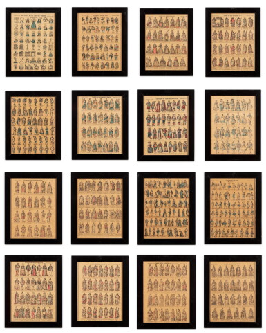 View full screen - View 1 of Lot 105. Lot comprising sixteen lithographs from Epinal, France, 19th century | Lot comprenant seize lithographies d'Epinal, XIXe siècle.