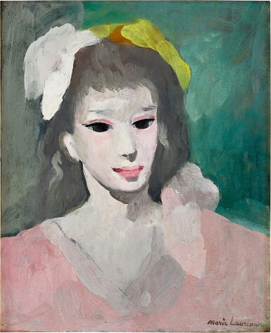 View full screen - View 1 of Lot 1024. Marie Laurencin 瑪麗·羅蘭珊 | Portrait de jeune fille 女孩肖像.