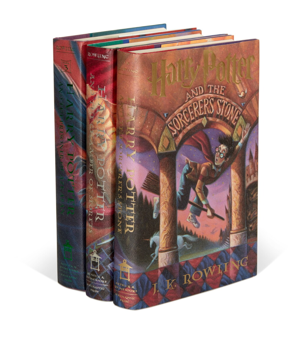 View full screen - View 1 of Lot 198. ROWLING | First American editions of the first three Harry Potter books, 1998-99.