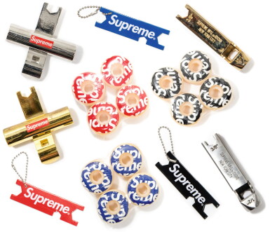 View full screen - View 1 of Lot 43. A GROUP OF 18 SUPREME SKATEBOARDING ACCESSORIES.