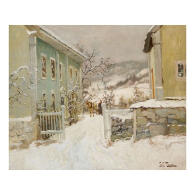 View full screen - View 1 of Lot 407. FRITS THAULOW | PRÆSTEGAARD I NORGE (CLERGY HOUSE IN NORWAY) .