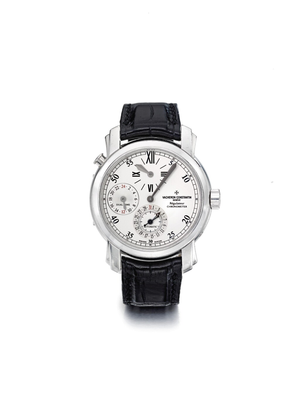 View full screen - View 1 of Lot 157. VACHERON CONSTANTIN | REFERENCE 42005/2 MALTE REGULATEUR A WHITE GOLD AUTOMATIC DUAL TIME WRISTWATCH WITH DATE AND REGULATOR DIAL, CIRCA 2005.