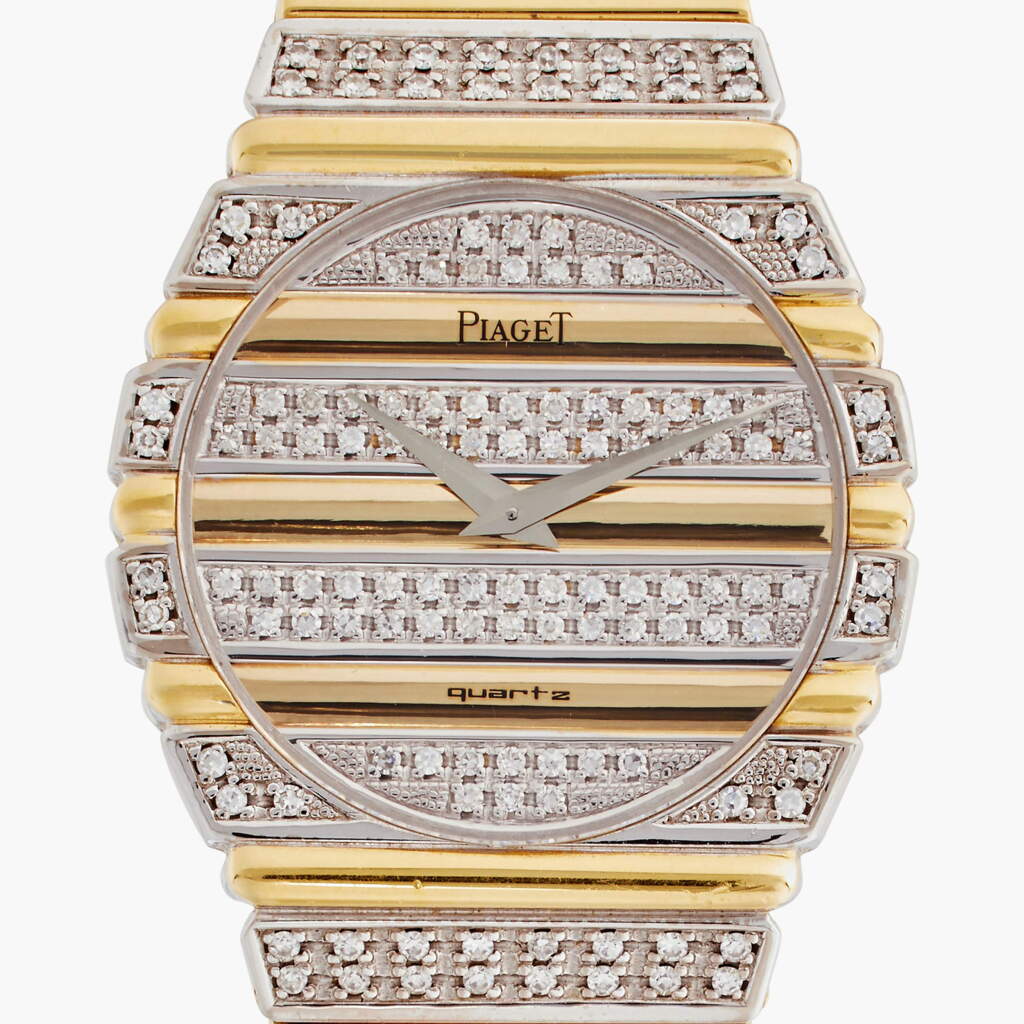 View full screen - View 1 of Lot 368. Reference 791 C 725 Polo | A white and yellow gold diamond-set bracelet watch, Circa 1980.
