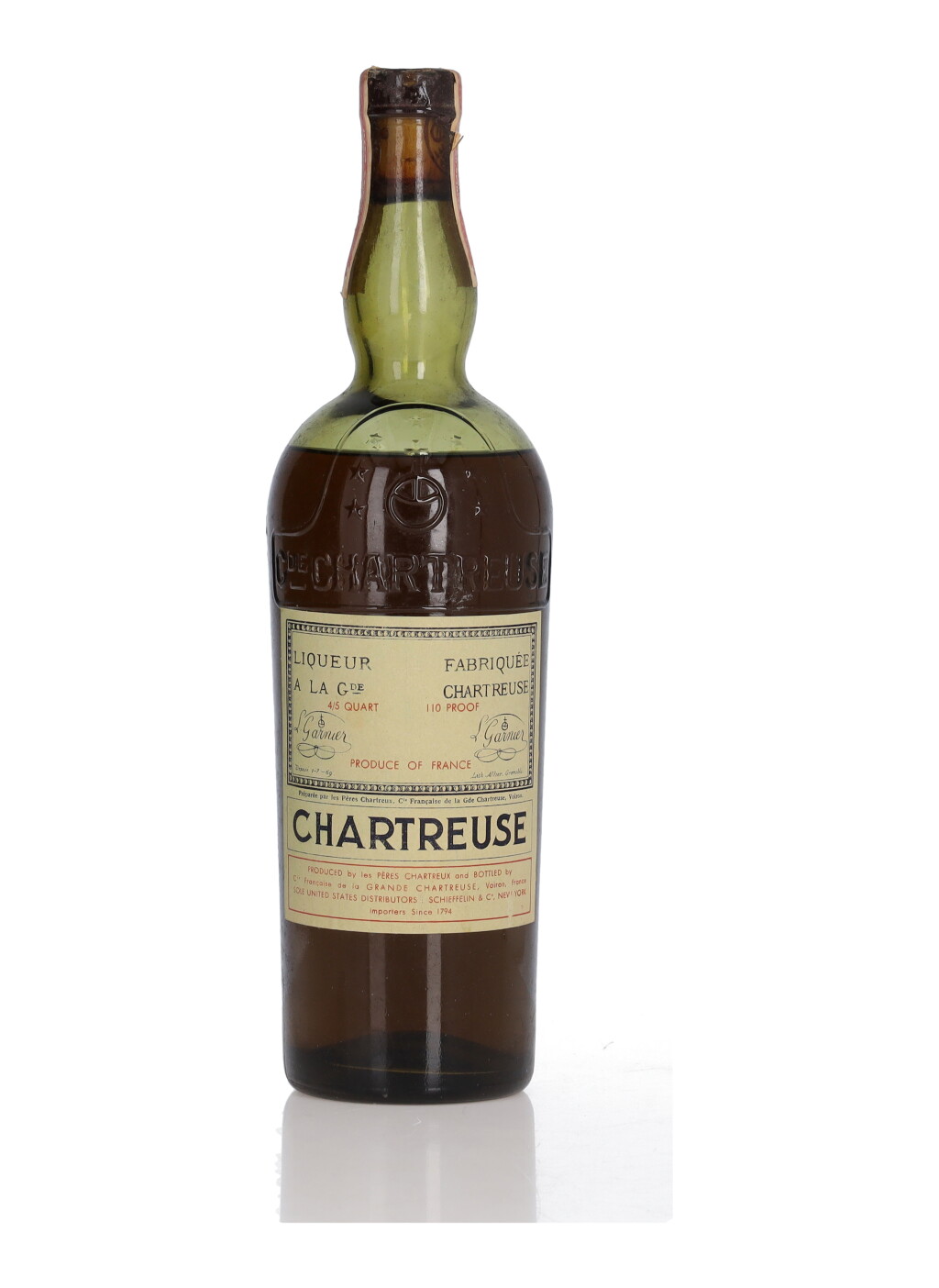 View full screen - View 1 of Lot 304. Green Chartreuse 110 Proof NV (1 Bottle 4/5 Quart).